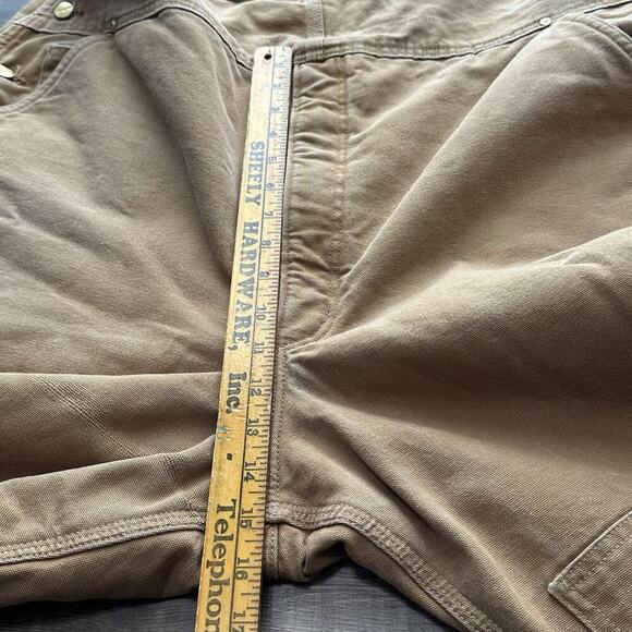 Carhartt R02 BRN Bib Overalls Mens 46x30 Brown Duck Insulated Double Knee Work - Picture 12 of 16